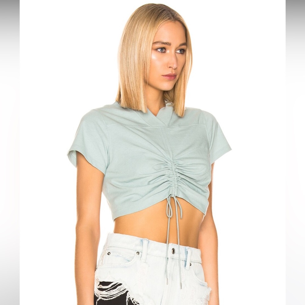 ALEXANDER WANG T HIGH TWIST JERSEY RUCHED V-NECK TEE W/ TIES NWT